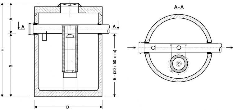 Separator koalescencyjny z wewnętrznym kanałem odciążającym typ ECO-H 3/30...80/800; ECO-H 3/15...80/400