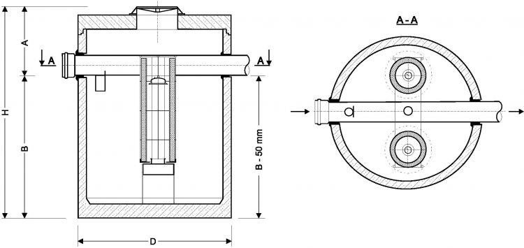 Separator koalescencyjny z wewnętrznym kanałem odciążającym typ ECO-H 100/1000...100/500