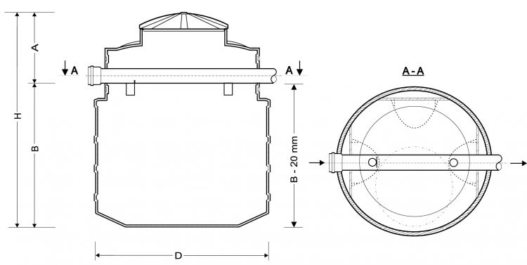 Osadnik zawiesiny mineralnej z kanałem odciążającym typ OZM K-PE 1,5...2,5